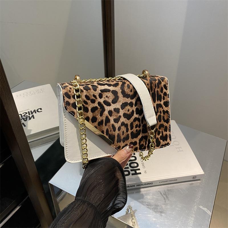 

Leopard print fashion chain small bag women s 2025 new small square bag коричневий