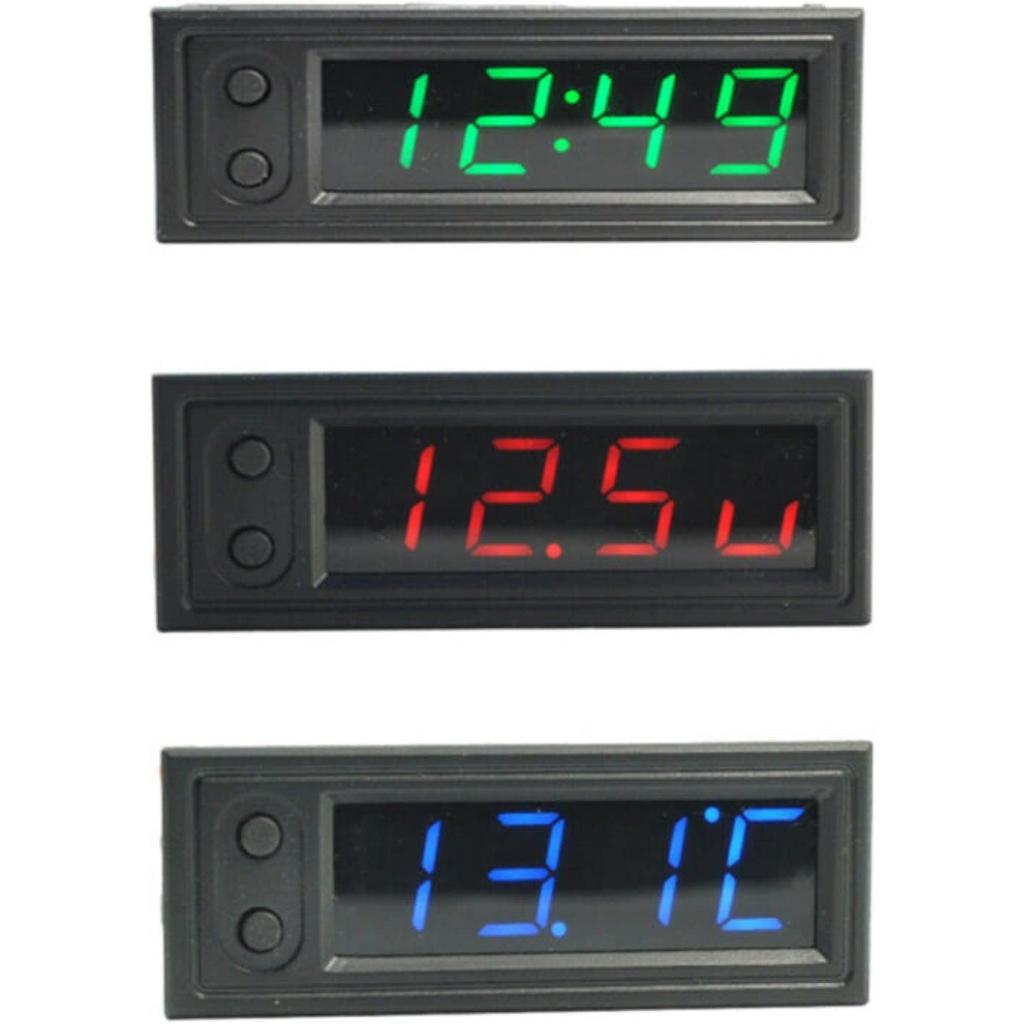 12V 3-in-1 Kfz-Kit Thermometer + Voltmeter + Uhr LED Digitalanzeige