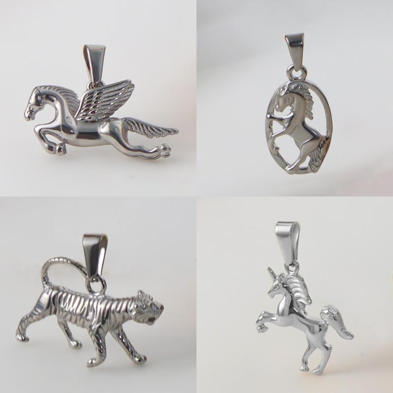 Stainless Steel Unicorn Tiger Horse Pendant For Diy Personalized Animal Necklace Bracelet Charms Jewelry Making Accessories