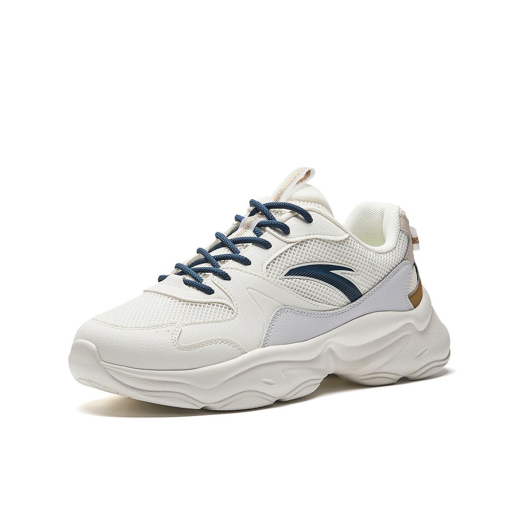 Anta Puffy Star Abrasion Resistant Lightweight Breathable Casual Shoes Men's White Gray Yellow 912628829-3