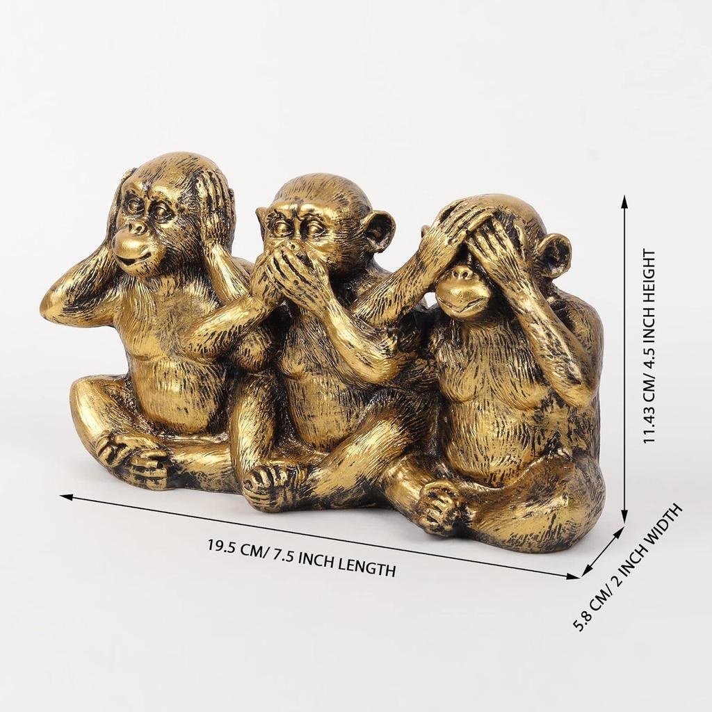 Polyresin Three Wise Monkeys Statue Showpiece for Home Decor Decoration and Gifting