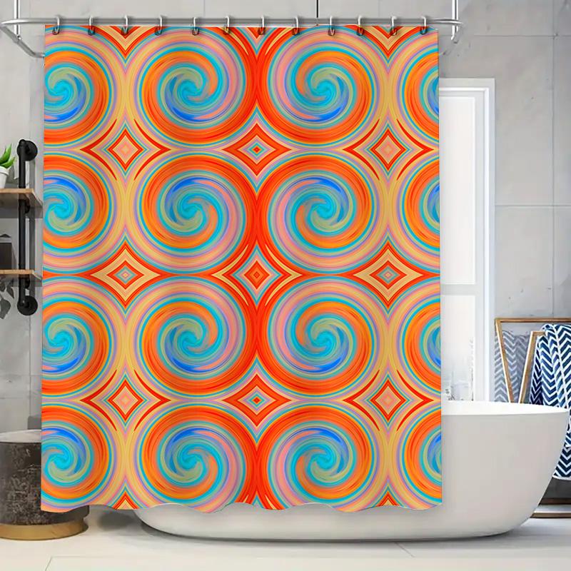 

Colorful Bath Curtains Shower Curtain Fabric Polyester Waterproof Bathroom Decor Wall Hanging Blue Orange Red Abstract Print Mod 90x180cm