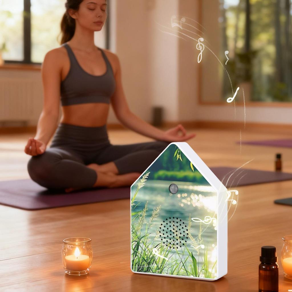 Natural Singing Chirping Bird Box Reed Butterfly Forests Pattern White Noise Music Device With Timer Sensor For Yoga Spa