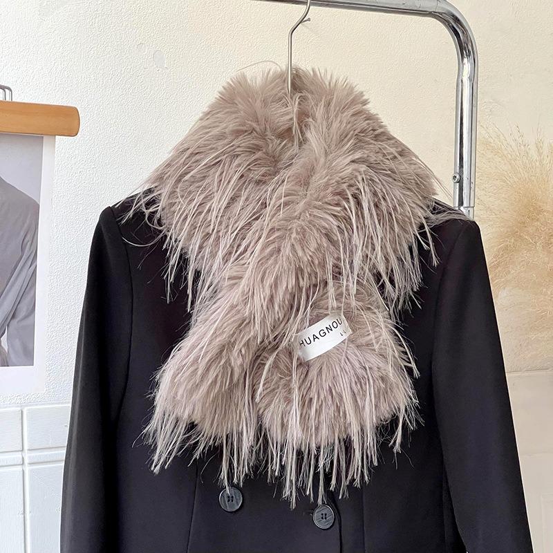 Scarf Women's autumn and winter plush long fine imitation mink collar thickened warm shawl fashionable couple scarf