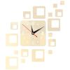 Home Clock Fashionable  Square Combination Clock Wall Decoration Clock Mirror Stickers, Mirror Wall Stickers, Suitable For Living Room, Study, Bedroom