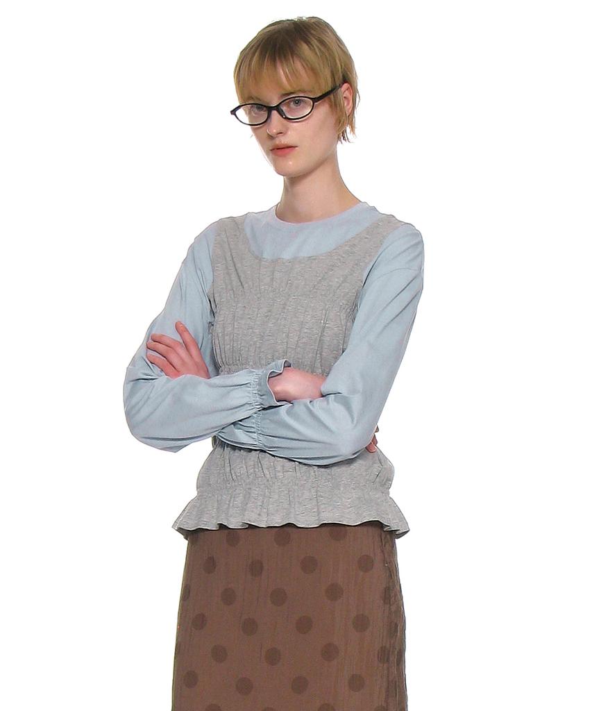 PARTIMENTO WOMEN All-In-One Smoked Long Sleeve Top_Sky