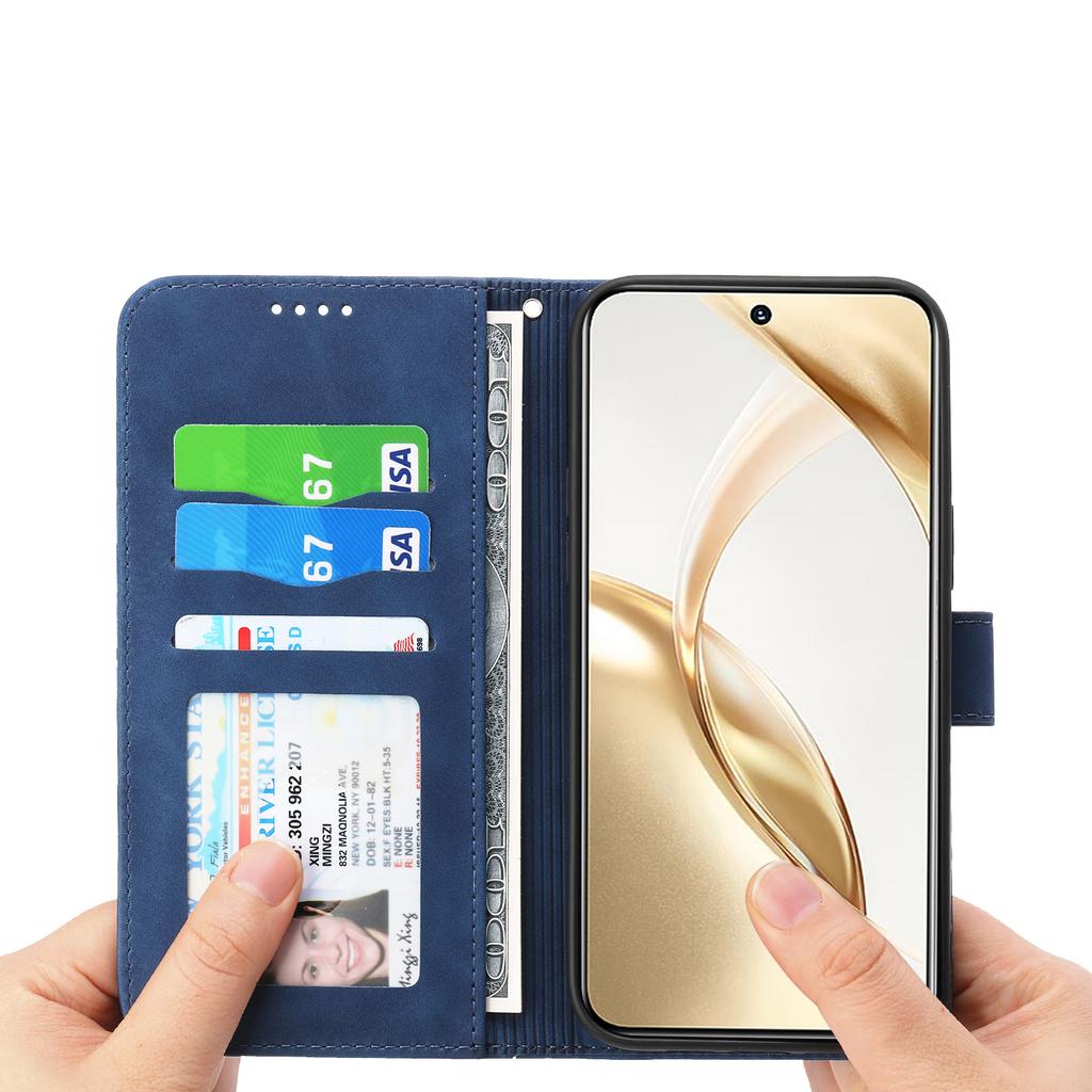 DIERFENG DF-03 Etui do Huawei nova 14 Pro 5G Z nadrukiem linii Portfel Skórzane Etui na Telefon z Paskiem na Nadgarstek