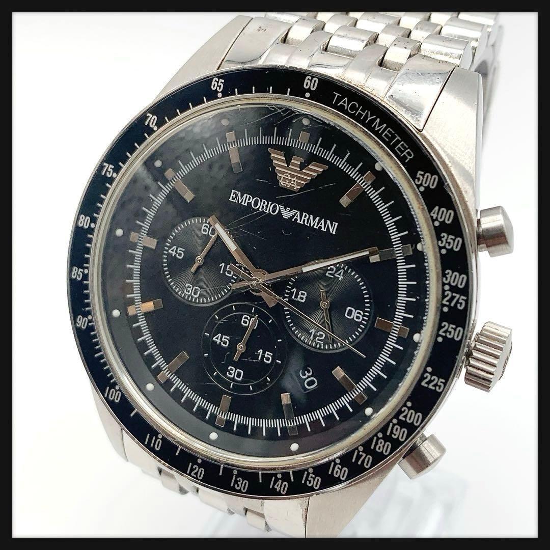 Used [Working Item] ARMANI Emporio Armani Chronograph Men s Watch Quartz Black Dial