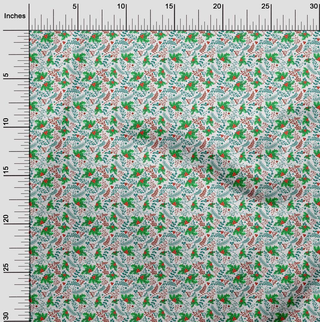 oneOone Cotton Flex White Fabric Merry Christmas Craft Projects Decor Fabric Printed By The Yard 40 Inch