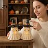 Fall Indoor Home Decorations Witch Hat Ghost Tealight Candle Holder, Vintage Resin Halloween Tabletop Decor Cozy Party Supplies with Warm Glow