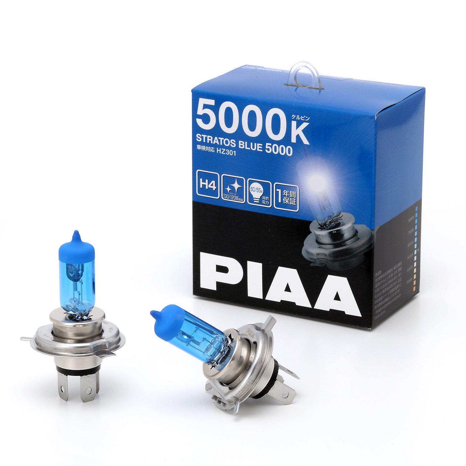 

PIAA H4 5000K Halogen Lamp Strass Vehicle Inspection Pack of 12V HZ301 Headlamp/Fog Bulbs, Blue, Compliant, 2, 60/55W (130/120W Equivalent), 1-Year