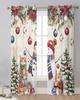 Christmas Tree Snowman Cat Squirrel Snowflake Ball Sheer Curtains Room Decoration Window Curtains Kitchen Tulle Voile Curtains