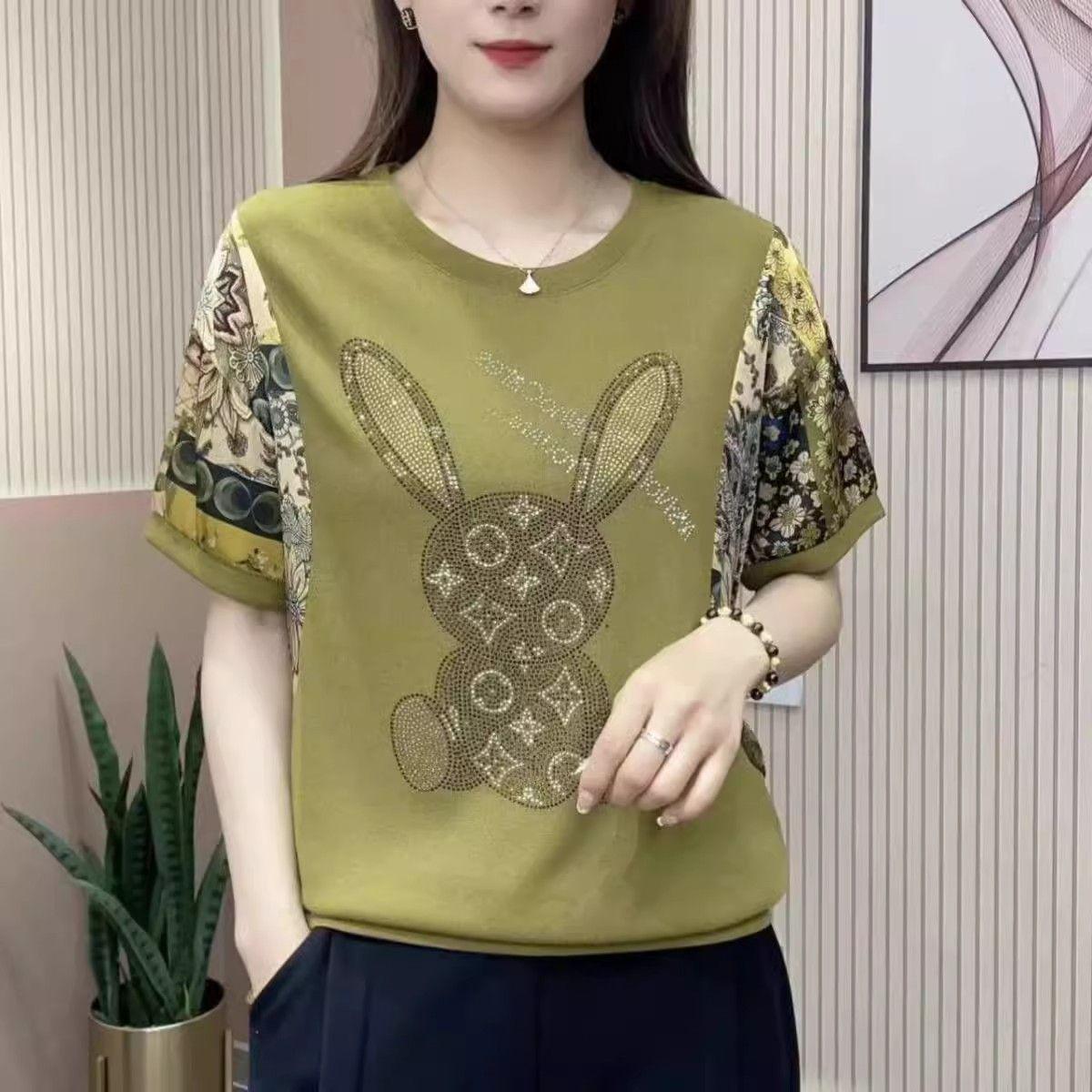 

Women s 2025 Summer Casual Round Neck Irregular Sleeve Slimming Top XXXL