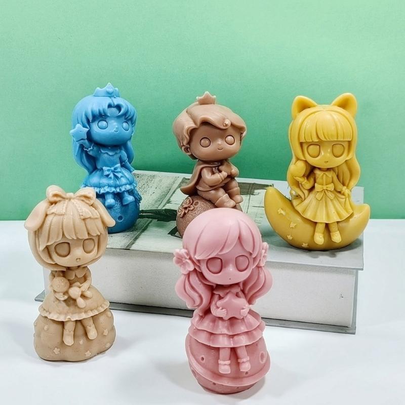 Princess Doll Candle Mold Silicone Gypsum Molds Desktop Decorations Handmade Scented Candle Making Wax Resin Soap Mould