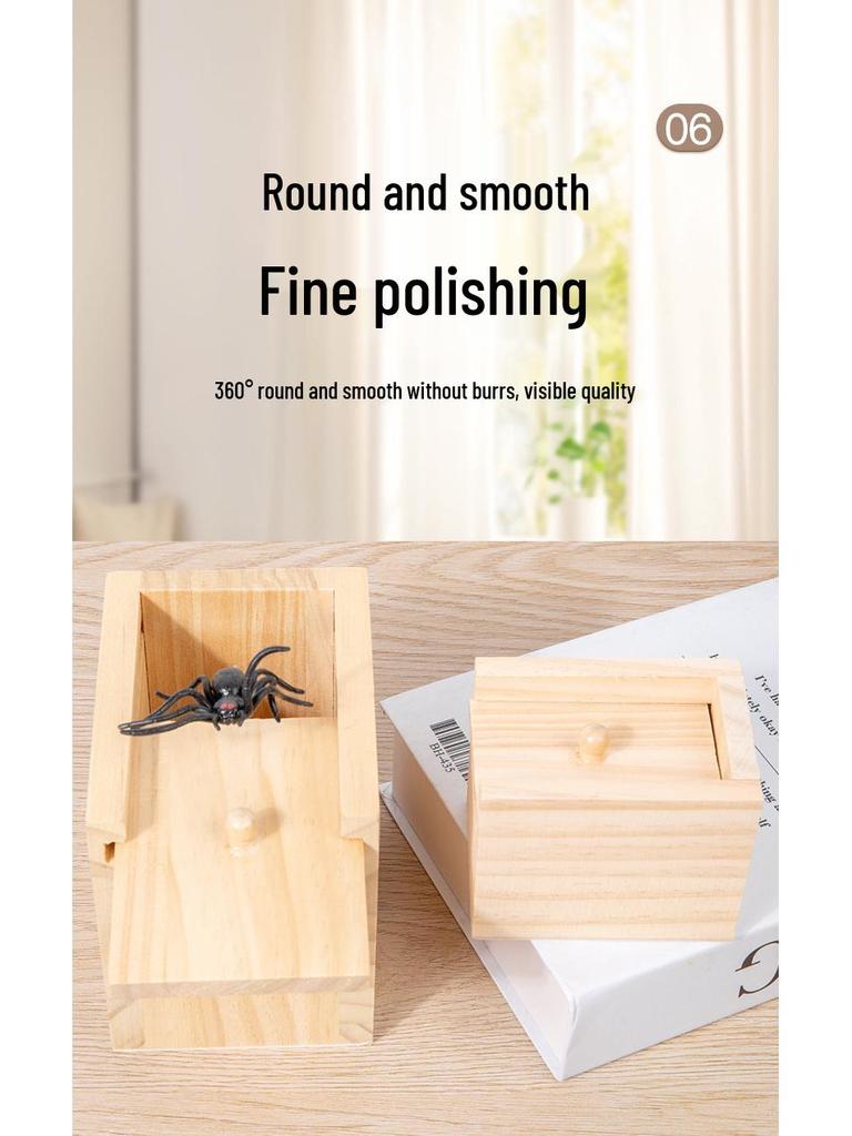 Jump Scare Wooden Prank Box - Spider Toy Horror Box Gag for TikTok