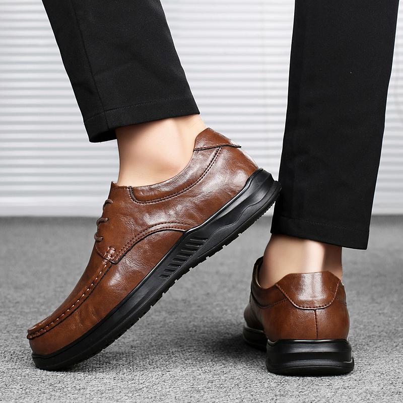 Men Casual Shoes Genuine Leather Breathable Men Sneakers  Male Comfortable Cow Leather Flat Footwear Business Formal Shoes