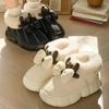 Winter Tasche mit dickem Boden mit Baumwollpantoffeln, Modische Schleife und Samt Warme Baumwollwischmopp für Damen