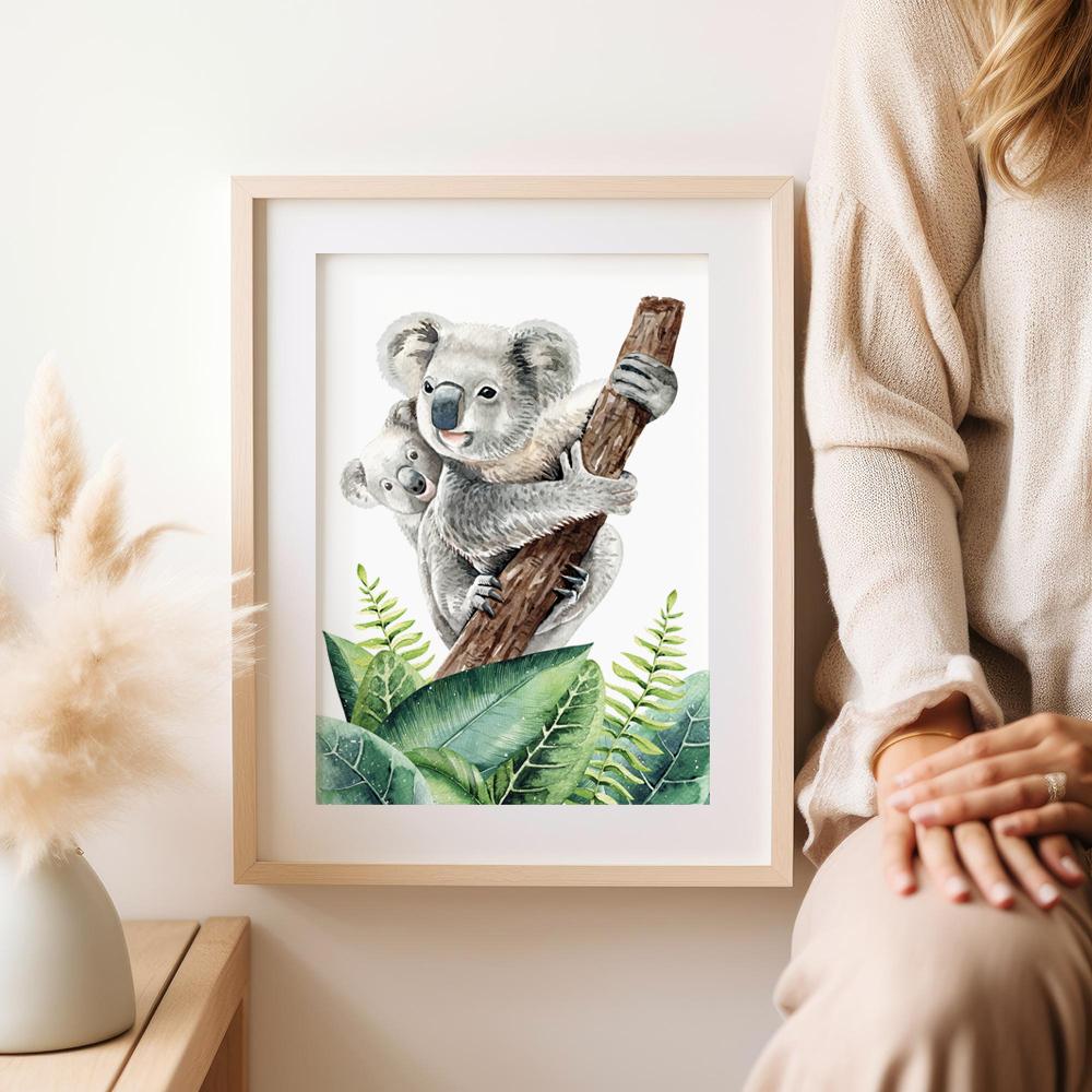 Koala Medvěd zelené listy plakát