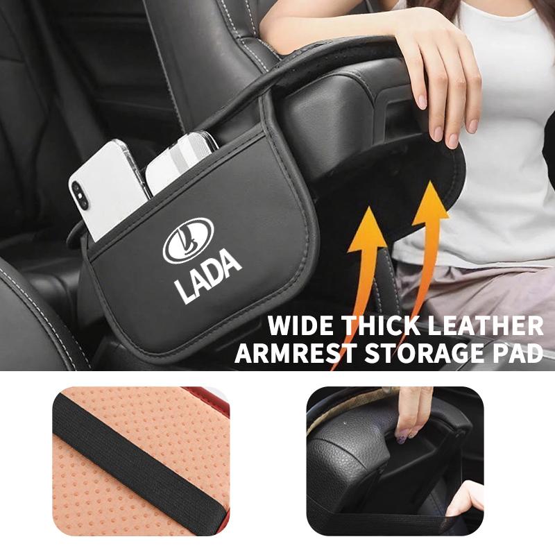 For Lada Leather Car Armrest Storage Bag Auto Center Console Protective Pad Auto Accessories Niva Vesta 4X4 Largus Priora Granta NN63