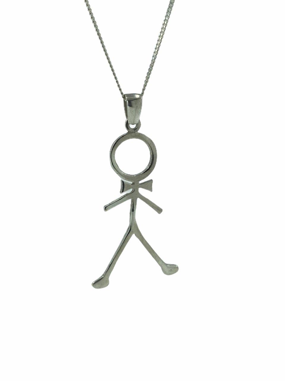 

Простое серебряное ожерелье Stickman 925 без камней