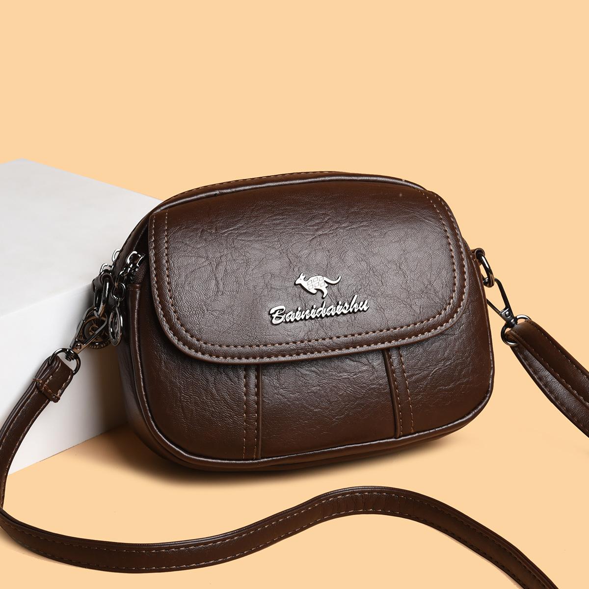 

Fashionable soft leather bag women s trend retro elegant crossbody bag niche high-end versatile shoulder bag