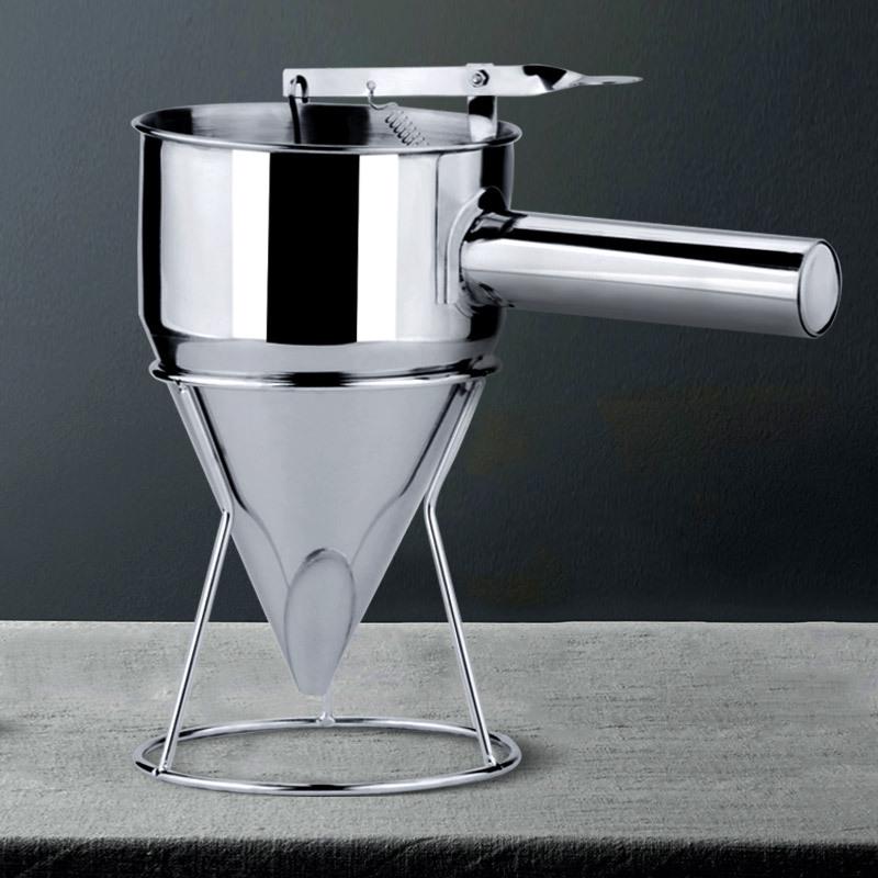Stainless Batter Dispenser for Takoyaki Pancake Cupcake Waffle Muffin, 8/19mm Funnel Batter Dispenser with Lid&Stand Baking Tool