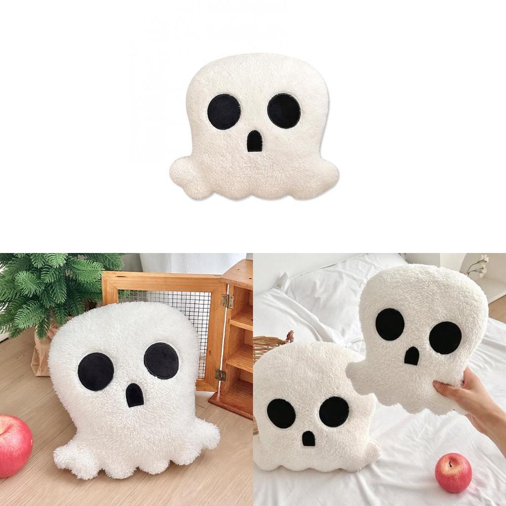 Cartoon Skull Cushion With Plush Cover For Halloween Party Decor And Home Use