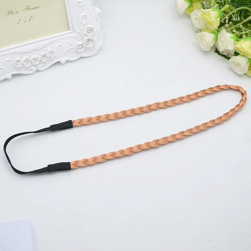1Pc Headwear Elastic Hair Accessories Personality Plaited Headband Fashion Simulation Synthetic Hair Double Braided Hair Band