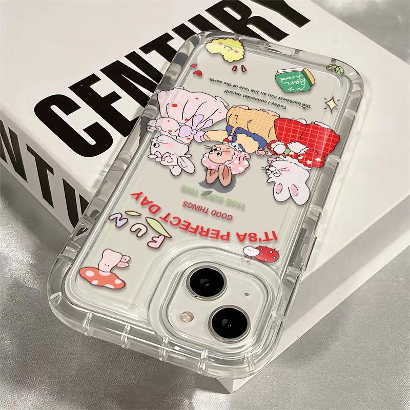 Graffiti Fairy Tale Rabbit Apple 15 Mobile Phone Case Iphone14promax Transparent Soft Rubber 13/12/11 Anti-drop XR