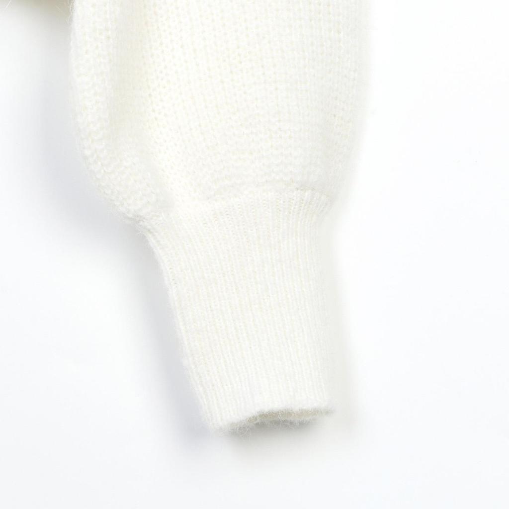 Chic Handmade French Style V-Neck Crochet Sweater for Women - Autumn/Winter Collection