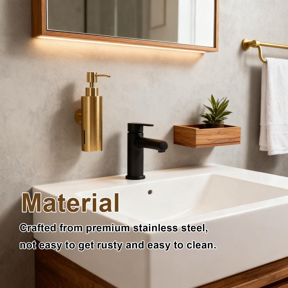 Wall Mounted Hand Soap Container Gold Soap Dispenser Liquid Soap Dispenser Home Kitchen Bathroom