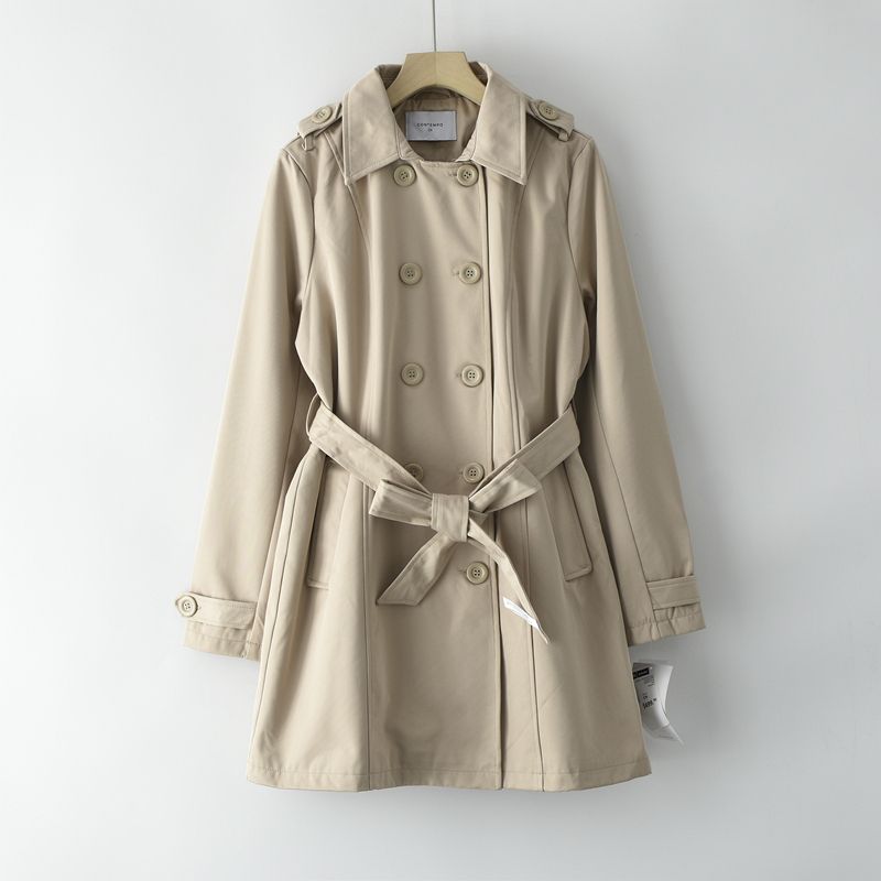 

Европа и Америка Высококачественная текстура Миди тренч Женский Весна и Осень Двубортный Приталенный Крой Стройнящий Молодежный Стиль Темперамент Верхняя одежда Khaki G/L