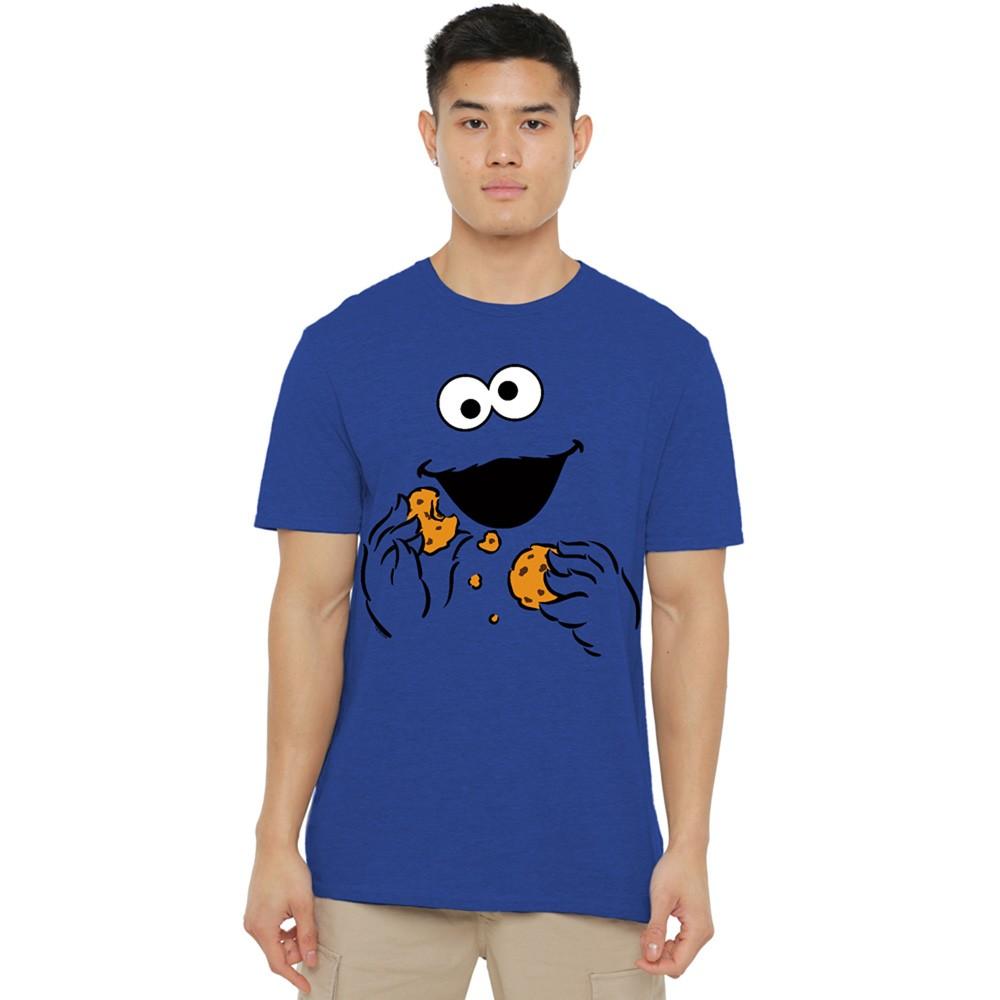 Sesame Street Cookie Monster Om Nom Face T-Shirt S-3XL Royal XL