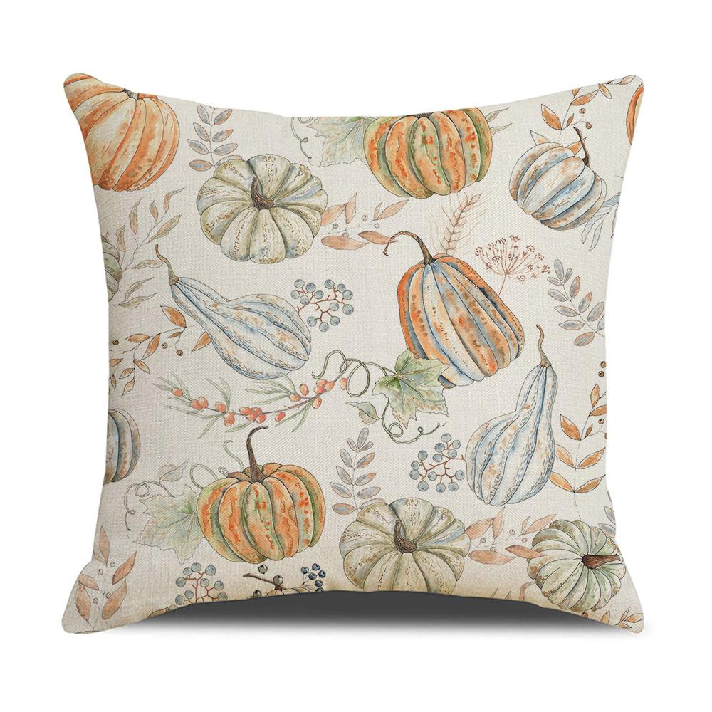 New Pumpkin Maple Leaf Autumn Thanksgiving Pillow Ins Nordic Linen Cushion Cushion Cover Home Products