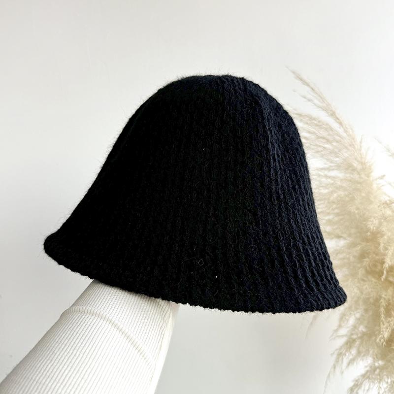 Simple Wool Hat Women's New Versatile Temperament Warm Basin Hat Autumn Dome Knitted Bucket Hat