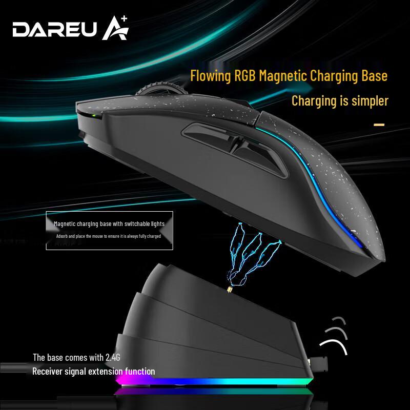 Dareu A950 Drei-Modus Leichte Gaming-Maus mit RGB und Ladestation