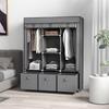Fabric Wardrobe made of Non-Woven Fabric, Folding Wardrobe, incl. 3 Drawers, 125 cm x 43 cm x 162.5 cm, Grey