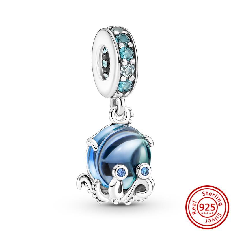 Fit Original Pantaro Charms Bracelet DIY Zircon 925 copper Blue Angel Wings Feathers Crown Star Moon Sun Clip Heart Shiny Beads