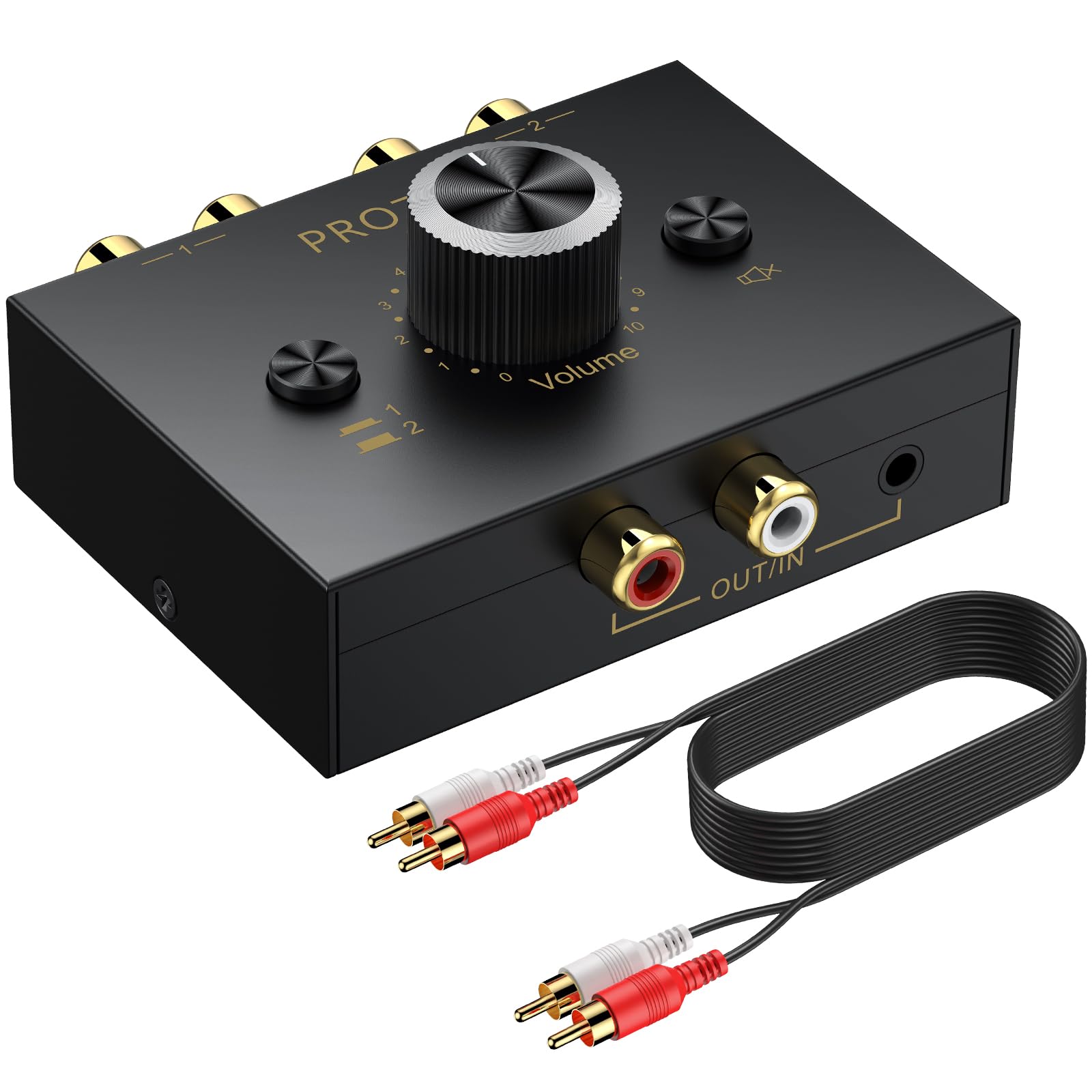 

PROZOR RCA Audio 2 Bidirectional Simultaneous No Power Supply Metal Japanese Instruction Manual Included & 3.5mm Switcher, Inputs/1 Output, Switching, чорний