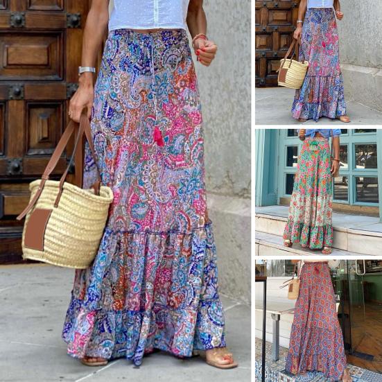 

Летняя юбка, модная лоскутная дышащая макси-юбка с кисточками, летняя юбка, макси-юбка, женская одежда