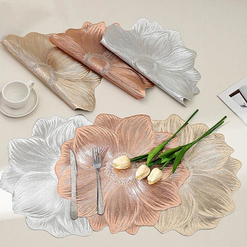 New Lotus-Shaped Heat-Resistant Placemat Decorative Washable Table Pad Coasters For Home Party Wedding Decoration