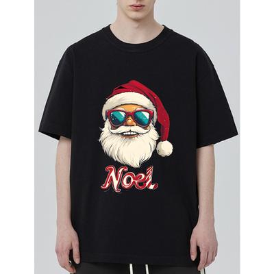 Schwarzes T-Shirt Weihnachtsmann mit Sonnenbrille Noel-Aufdruck Weihnachtsfeiertagsparty-Kleidung