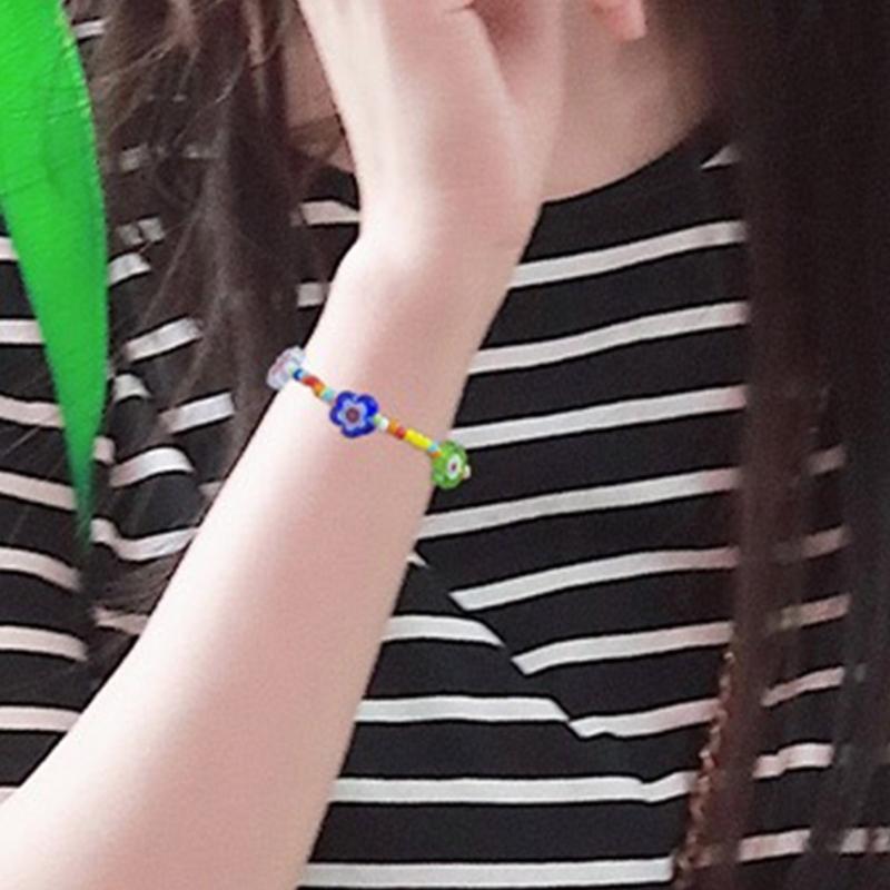 Bohemian Beaded Necklace Flower Bracelet Necklace Colored Short Coloured Glaze Necklace Summer Pearls Necklace Jewelry