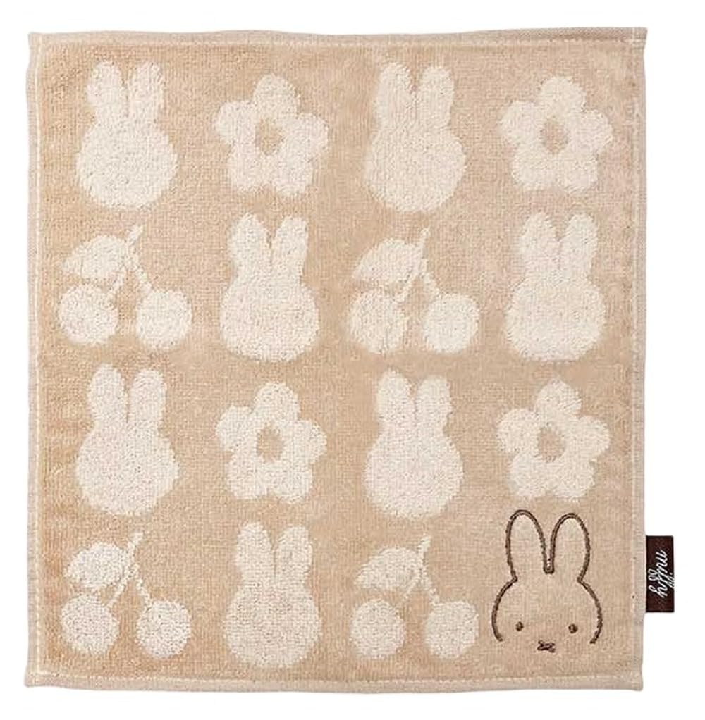 Marimo Craft Miffy Cherry Fleur Series Towel W250 x Handkerchief, Beige, H250mm, DBM-2579