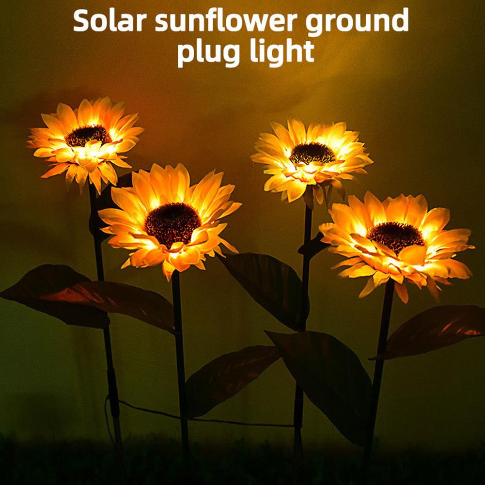 LED Sunflower Lawn Decorative Lights Waterproof Solar Decorative Pathway Landscape Lights  Automatic Switch for Courtyard