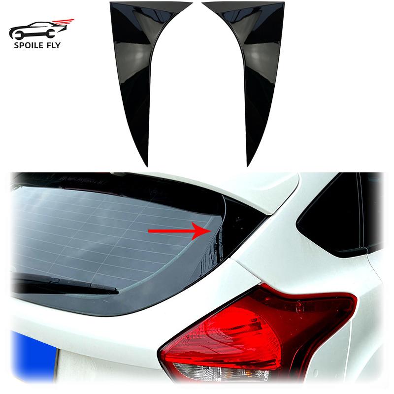 2015 Till 2018 För Ford Focus Halvkombi Bakruta Spoiler Sidovinge Kåpor Delare Av Högkvalitativ ABS Blank Svart Karosskit