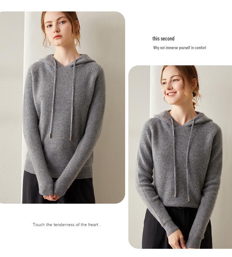 2024 Autumn/Winter Women's Cashmere Hoodie: Slimming, Loose, Versatile Knitwear