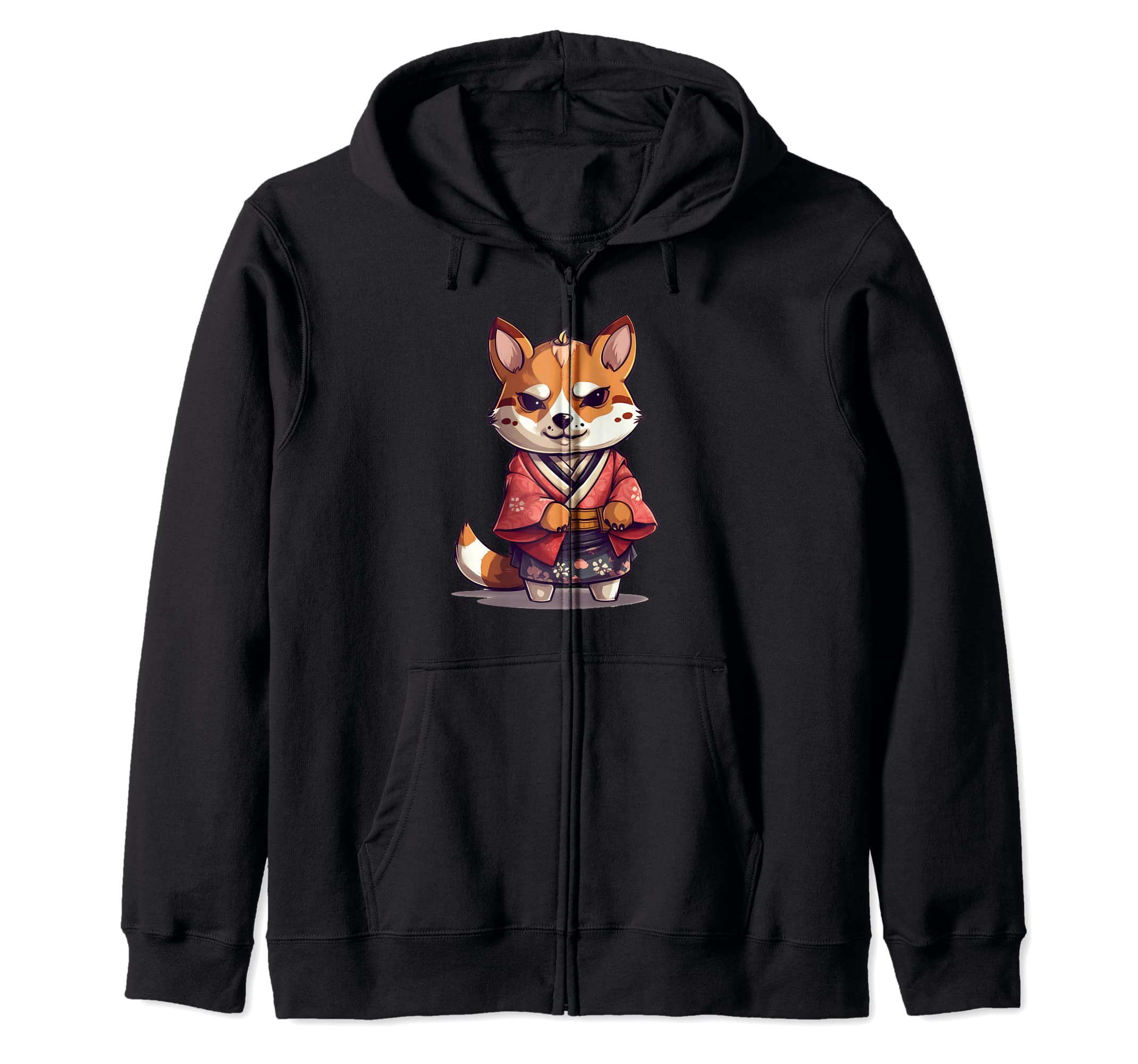 

Japanese Dog Shiba Inu Samurai Yukata Zip Hoodie чёрный