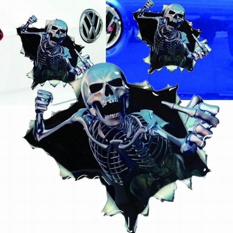 Creative Skull Personalized Car Stickers Halloween Car Decor Self-adhesive Car Stickers Motorcycle Car Skull Graffiti Stickers