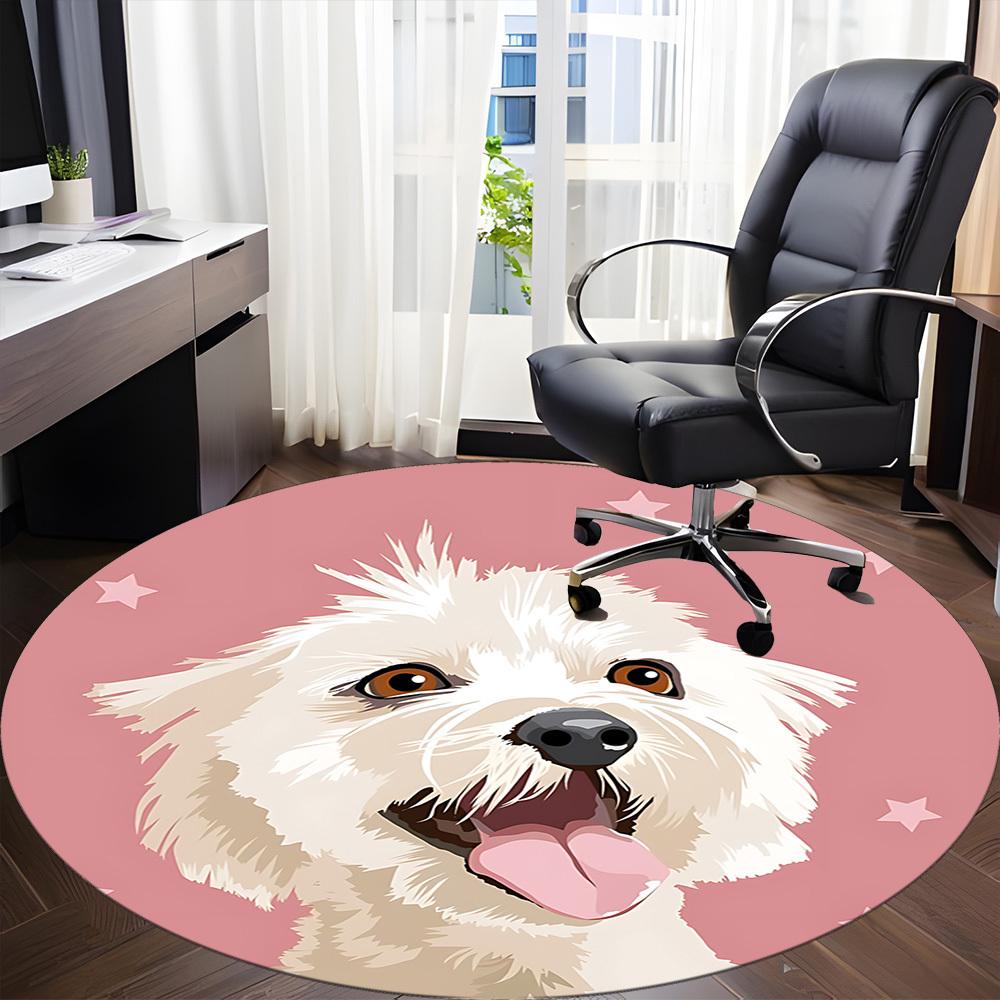 1pc Poodle Pattern Office Round Rug, Non-slip, Soft and Durable Office Rug for Interior Decoration, Perfect for Office,Decoration yy260204022